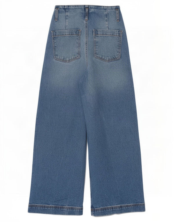 Zara Dame Jeans med høj talje og brede ben EU 22 2XS W22 L26 Blå