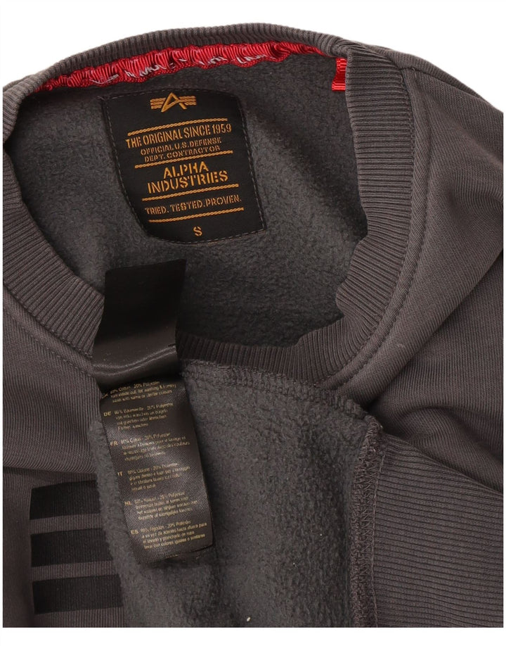 Alpha Industries Grafisk sweatshirt til mænd, lille grå bomuld