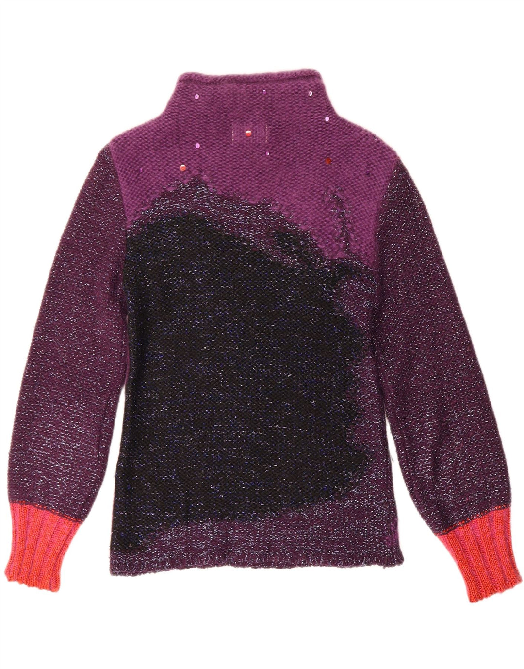 ICEBERG Womens Turtle Neck Jumper Sweater UK 12 Medium Purple Colourblock Vintage Iceberg and Second-Hand Iceberg from Messina Hembry 