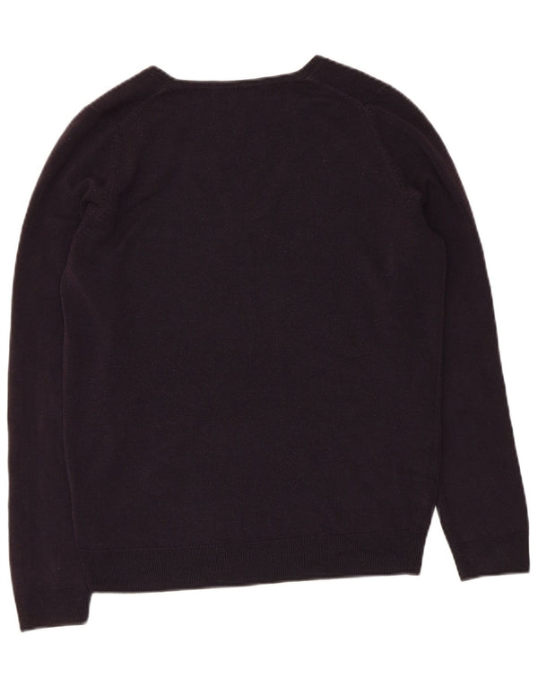 Marks & Spencer Dame V-hals sweater UK 10 Small Navy Blue Akryl
