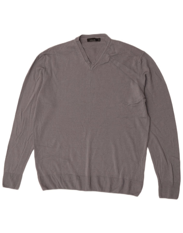 Zara Herre V-hals sweater XL Grå Uld
