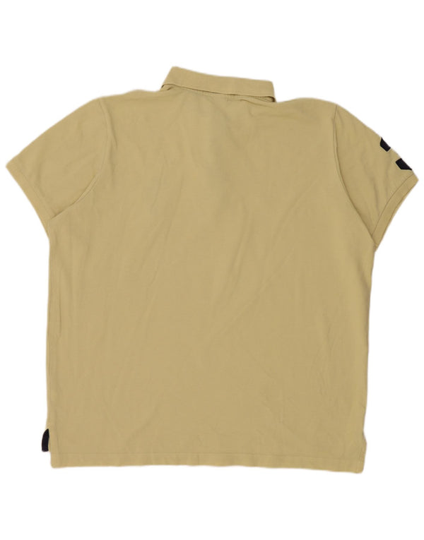 US Polo Assn Herre grafisk poloshirt XL gul bomuld