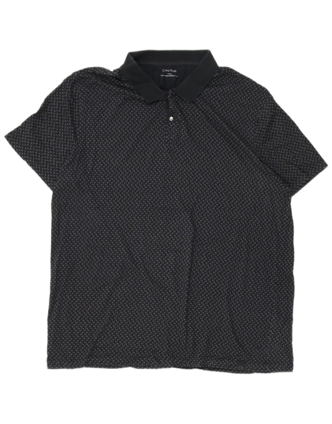 CALVIN KLEIN Herre grafisk poloshirt XL sort bomuld