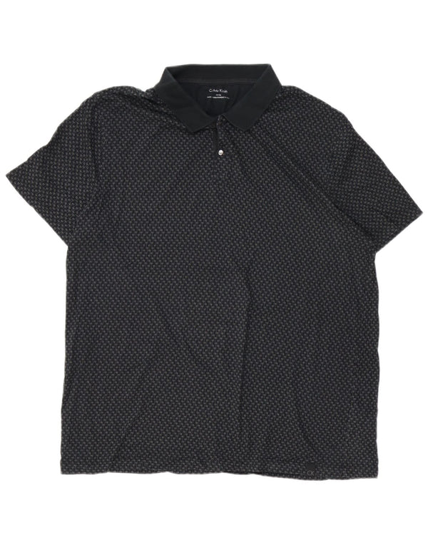 CALVIN KLEIN Herre grafisk poloshirt XL sort bomuld