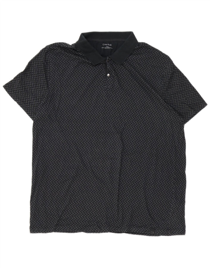 CALVIN KLEIN Herre grafisk poloshirt XL sort bomuld