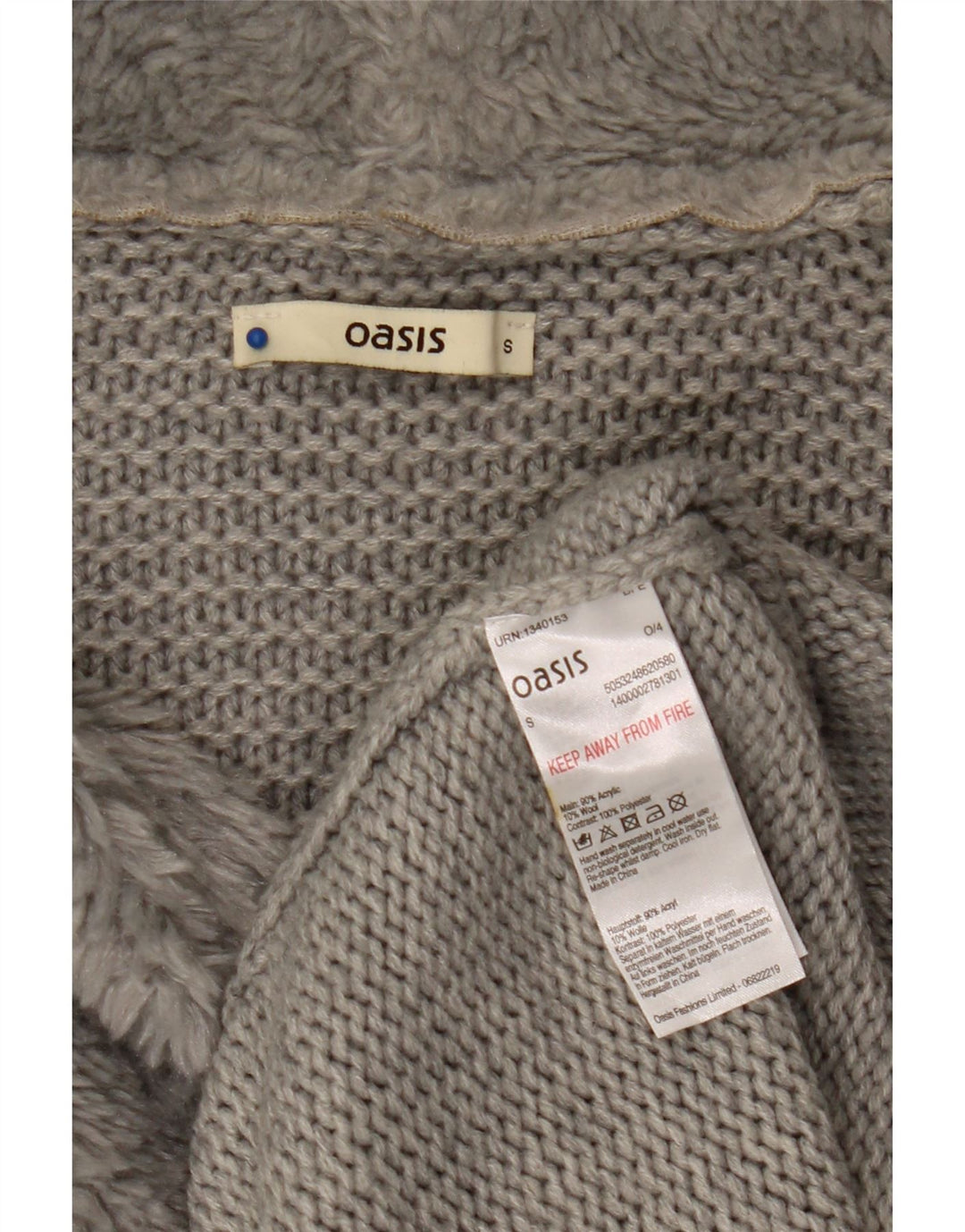 Oasis Womens Open Cardigan Sweater UK 10 Small Grå Akryl