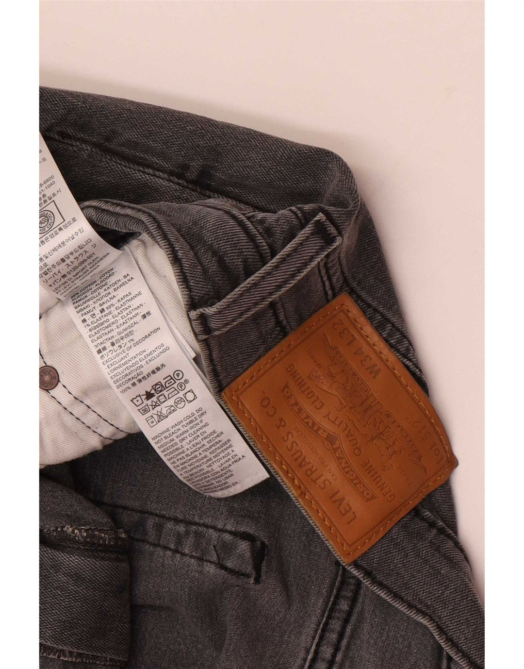 Levi's Herre 512 Slim Tapered Jeans W34 L32 Grå Bomuld