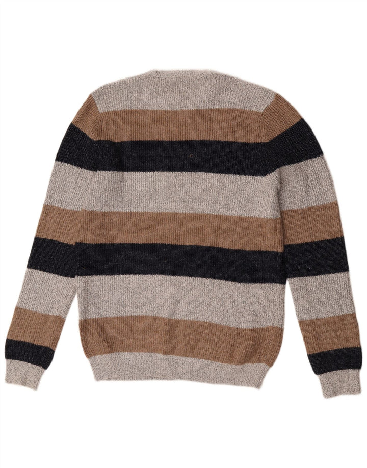 Marks & Spencer Herre sweater med rund hals, mellemgrå stribet polyamid