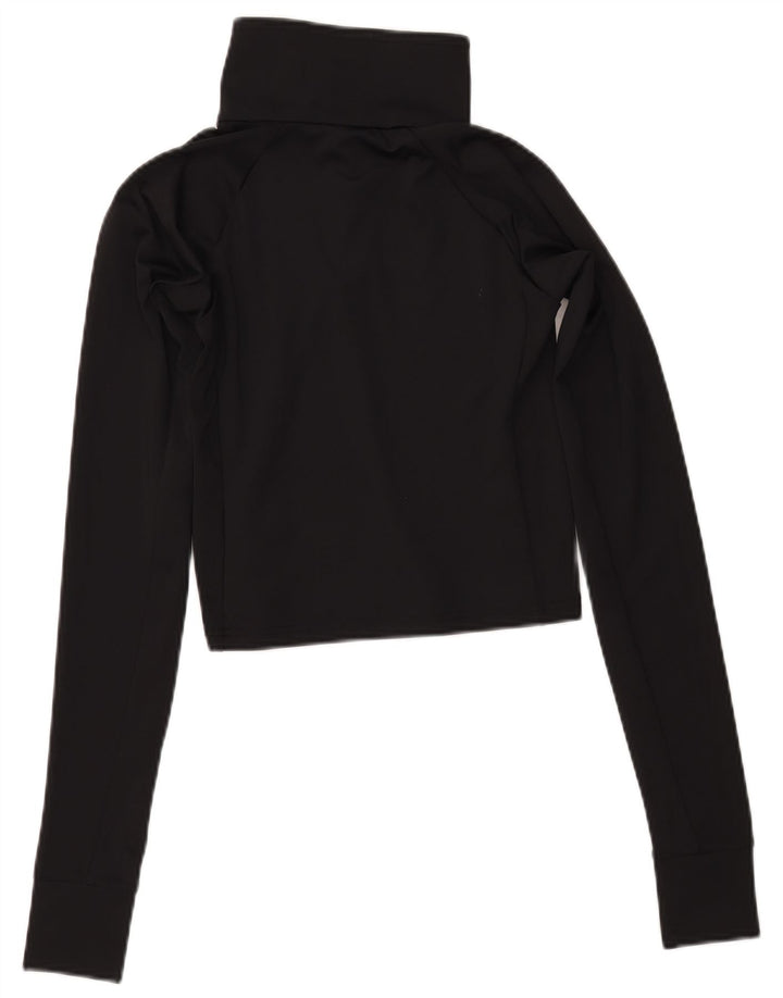 COLUMBIA Womens Crop Button Neck Pullover Træningsdragt Top UK 12 Medium Black