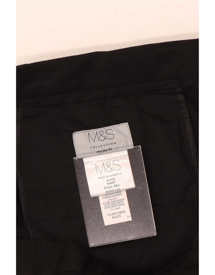 Marks & Spencer Herre Regular Fit Chinobukser W38 L31 Sort polyester