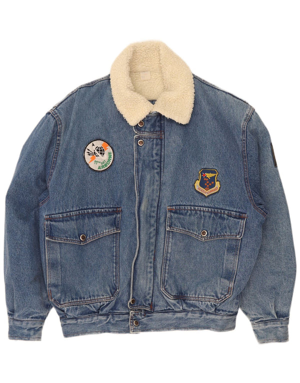 Mash Herre Sherpa Denim Flight Aviator Jacket IT 48/50 Medium Blue