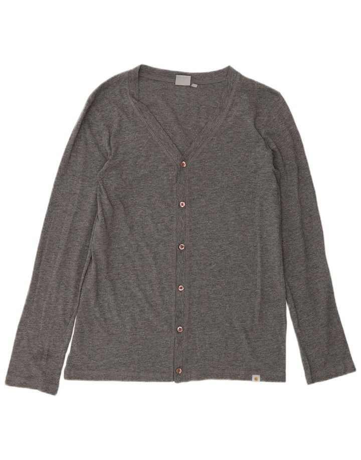 Carhartt Dame Cardigan Sweater UK 14 Medium Grey Bomuld