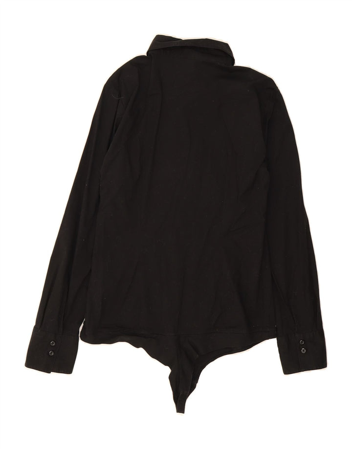 BENETTON Womens Bodysuit UK 14 Large Black Cotton Vintage Benetton and Second-Hand Benetton from Messina Hembry 