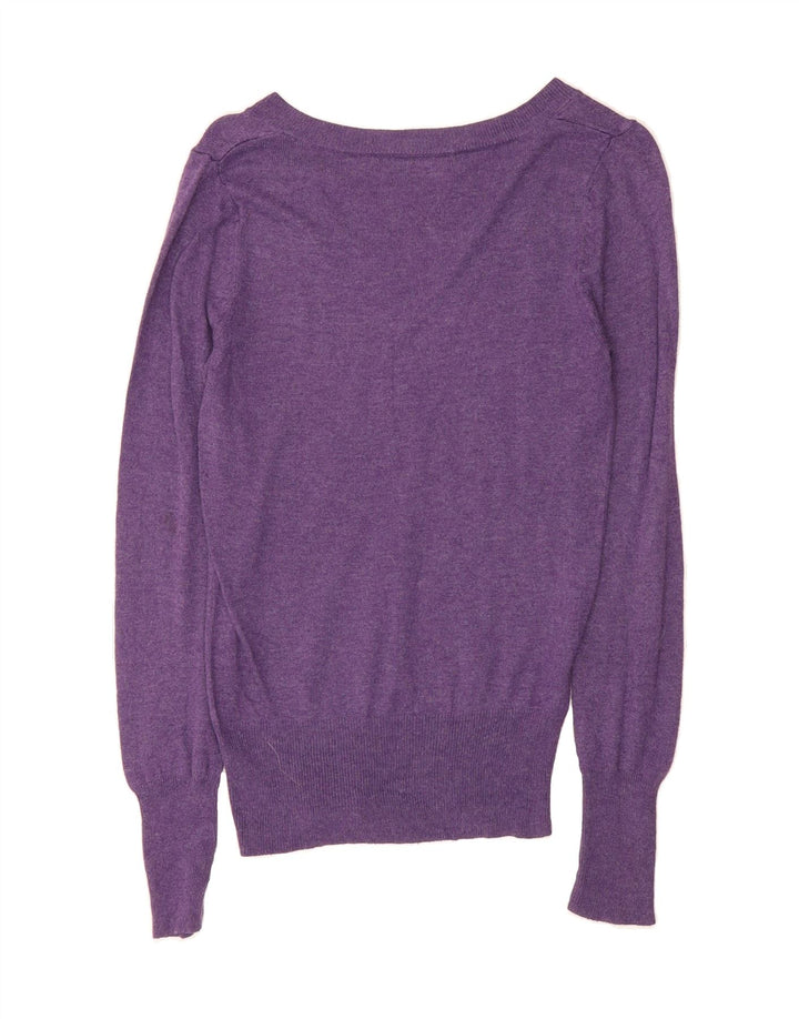 MOSSIMO Womens V-Neck Jumper Sweater UK 10 Small Purple Nylon Vintage Mossimo and Second-Hand Mossimo from Messina Hembry 