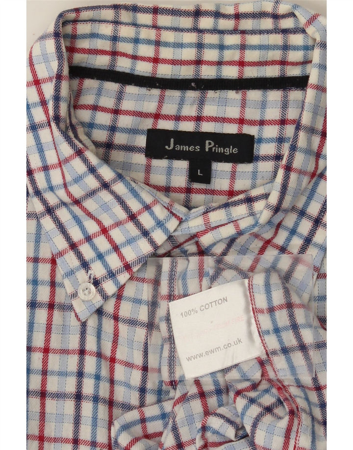 JAMES PRINGLE Herre flannelskjorte Stor blå ternet bomuld