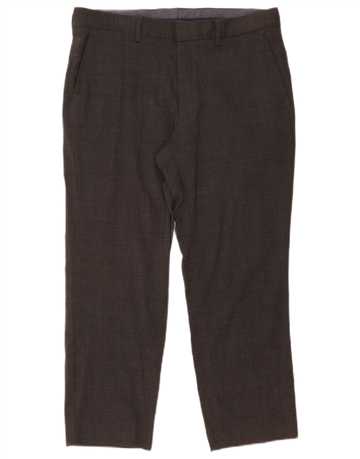 Marks & Spencer Herre Crop Straight Suit Bukser W34 L25 Grå Uld