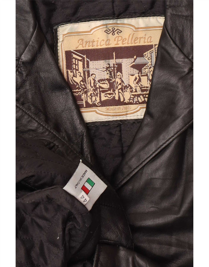 Antica Pelleria Dame 2 Knaps Læder Blazer Jakke IT 44 Medium Sort