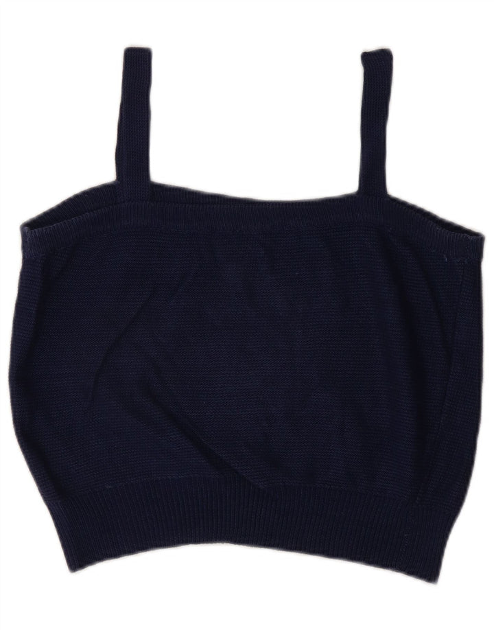 Vintage Dame Crop Cami Top UK 14 Medium Navy Blue