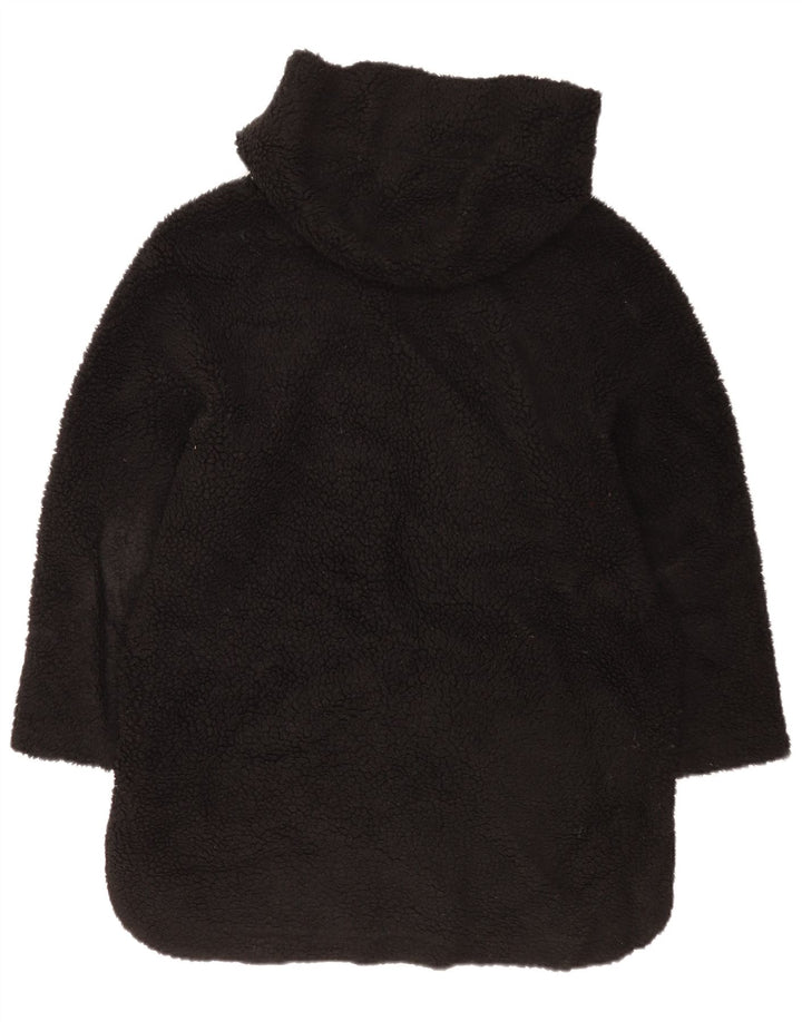 Zara Dame Hætte Oversized Fleecejakke UK 6 XS Sort Polyester