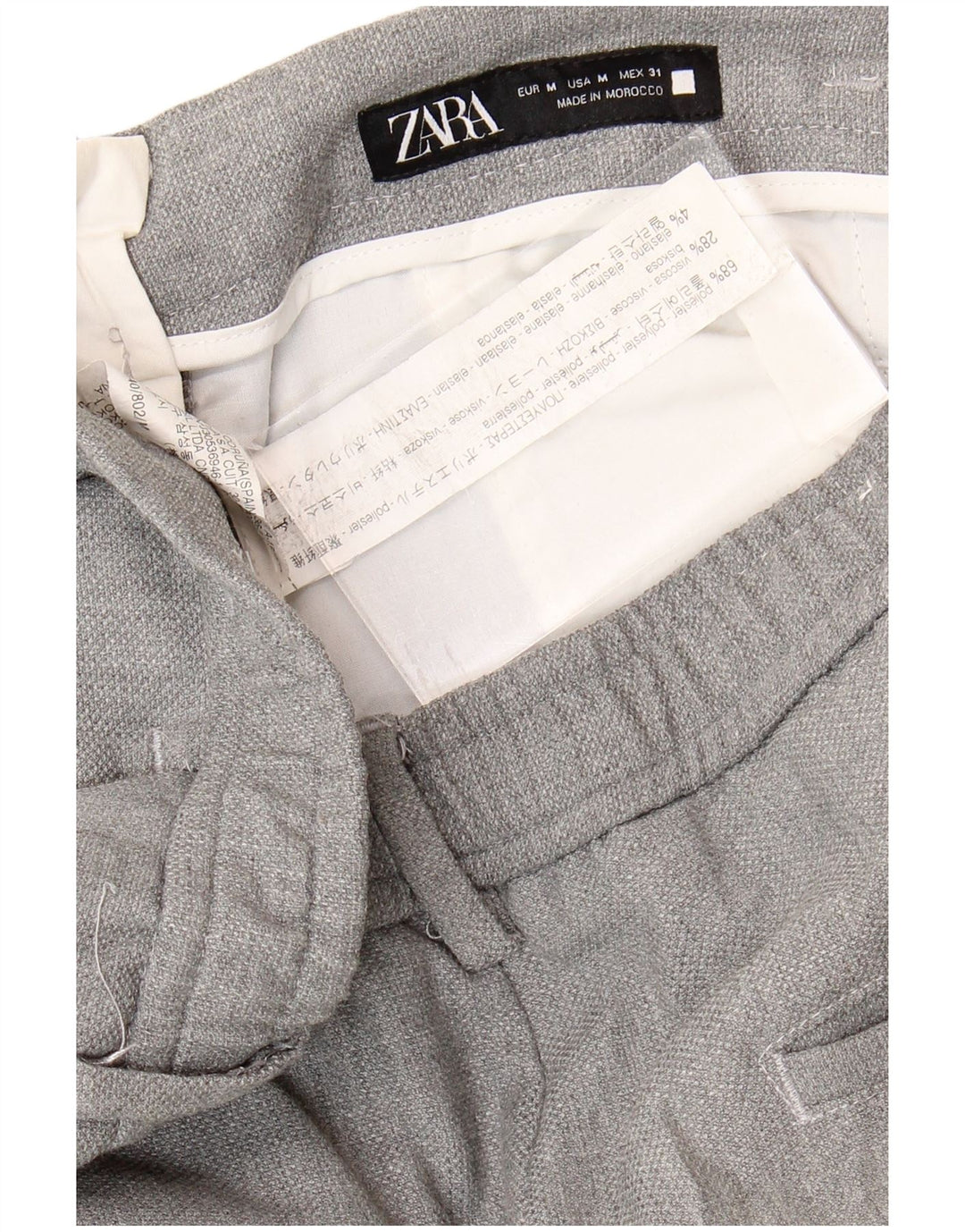ZARA Mens Slim Cropped Trousers Medium W31 L25 Grey Polyester