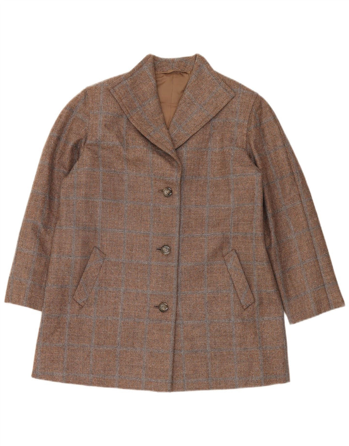 Vintage dame 3-knaps blazerjakke UK 14 Stor brun ternet