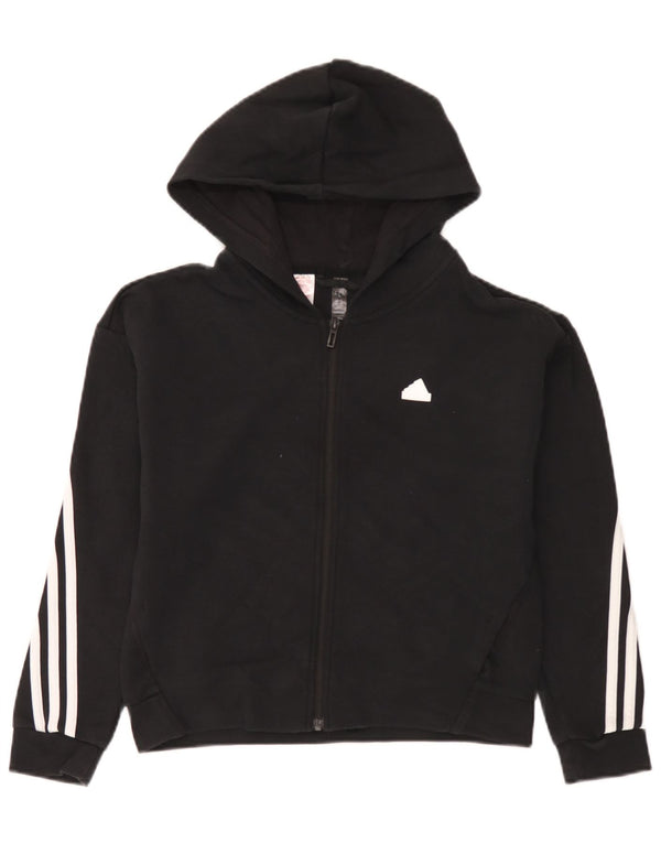 Adidas hættetrøje med lynlås til drenge 11-12 år Sort bomuld