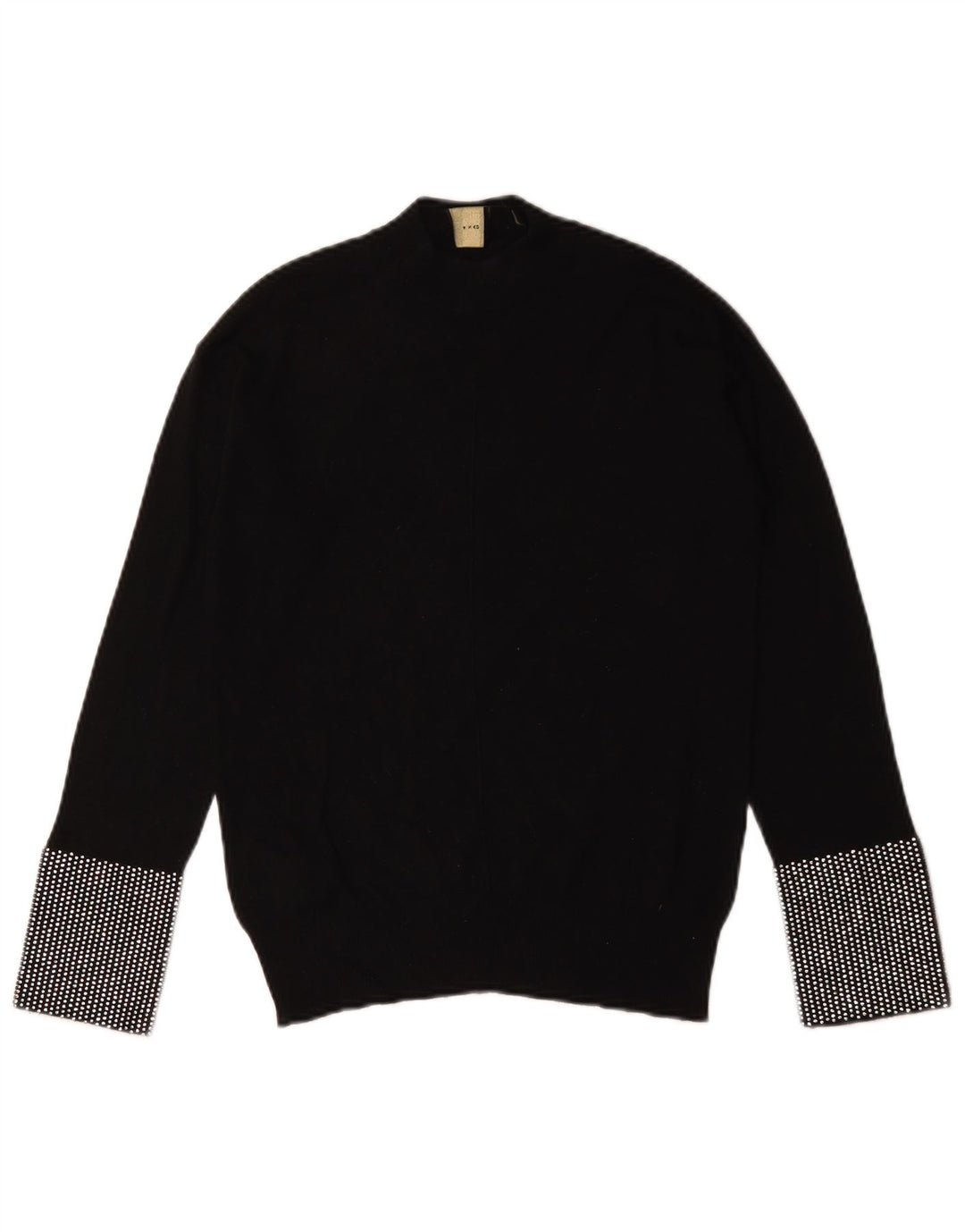 Pinko Dame Turtle Neck Jumper Sweater UK 12 Medium Sort Geometrisk