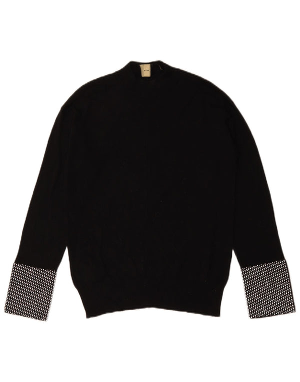 Pinko Dame Turtle Neck Jumper Sweater UK 12 Medium Sort Geometrisk