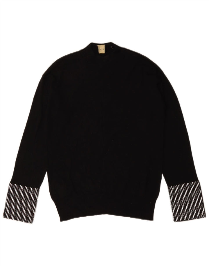 Pinko Dame Turtle Neck Jumper Sweater UK 12 Medium Sort Geometrisk