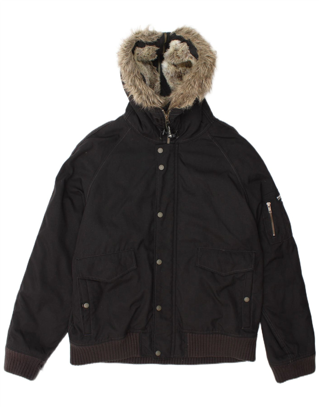 Woolrich Herre hættepolstret bomberjakke UK 42 XL Sort