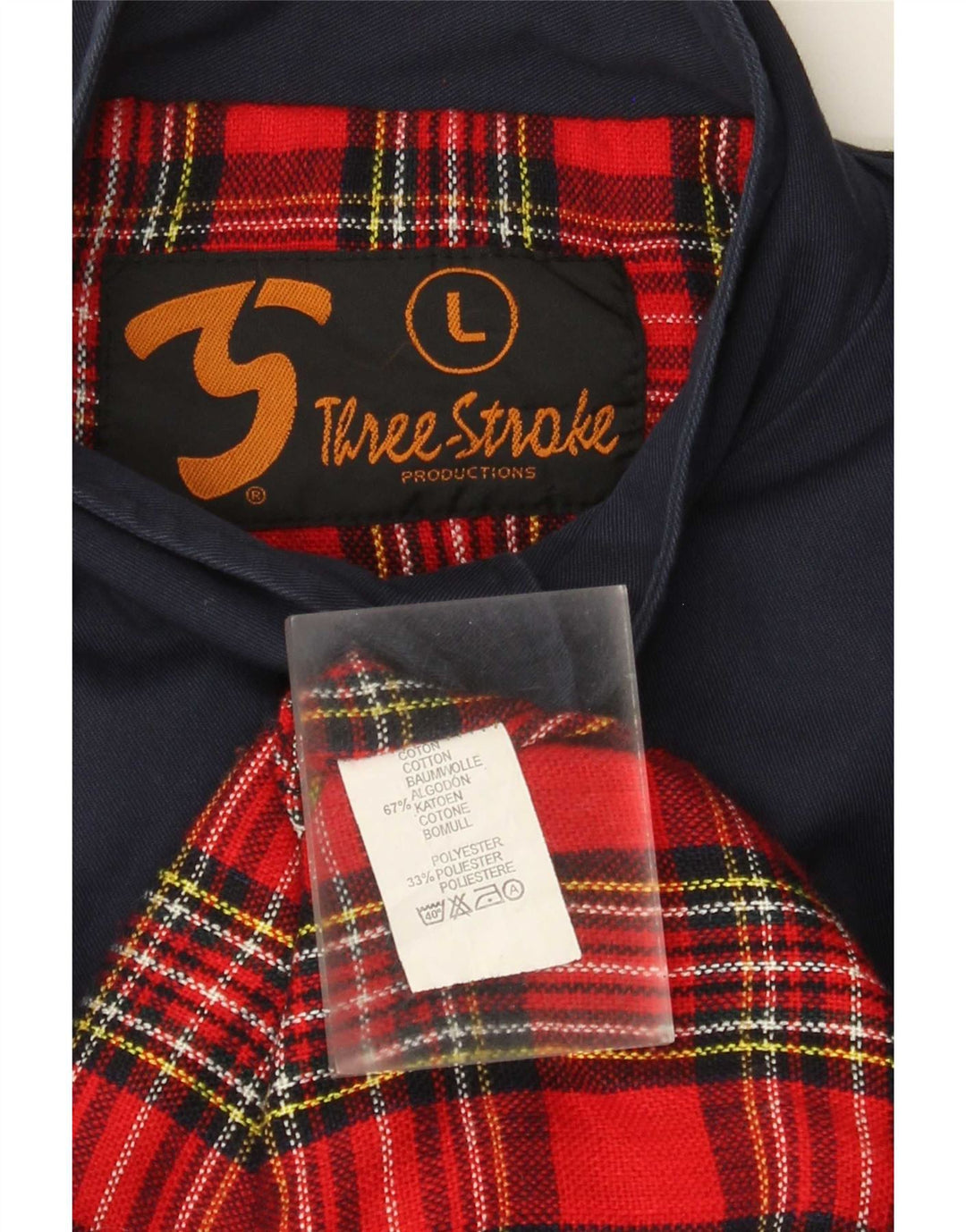 Three Stroke Bomber Jacket UK 40 Large Navy Blue Bomuld