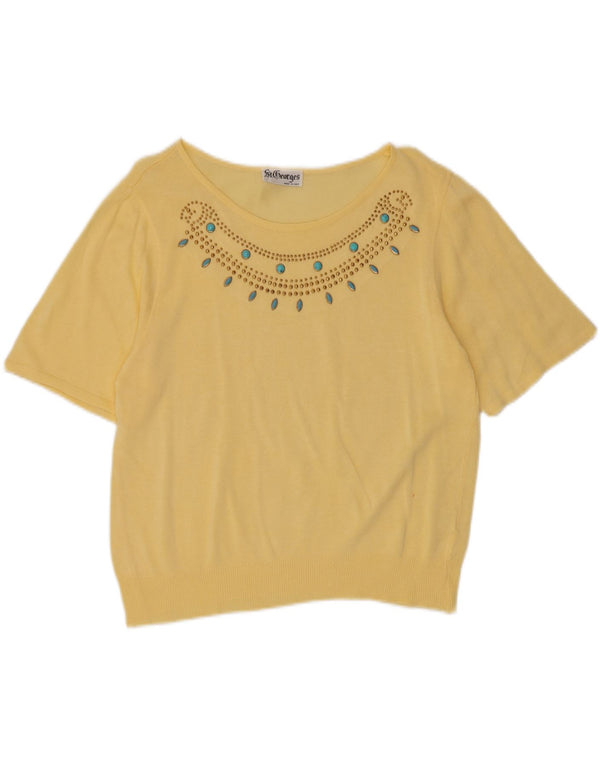 St. Georges Dame Boat Neck Jumper Sweater UK 12 Medium Yellow
