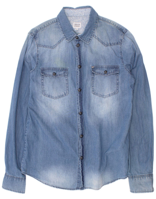Armani Junior Drenge Denimskjorte 13-14 år Blå Bomuld