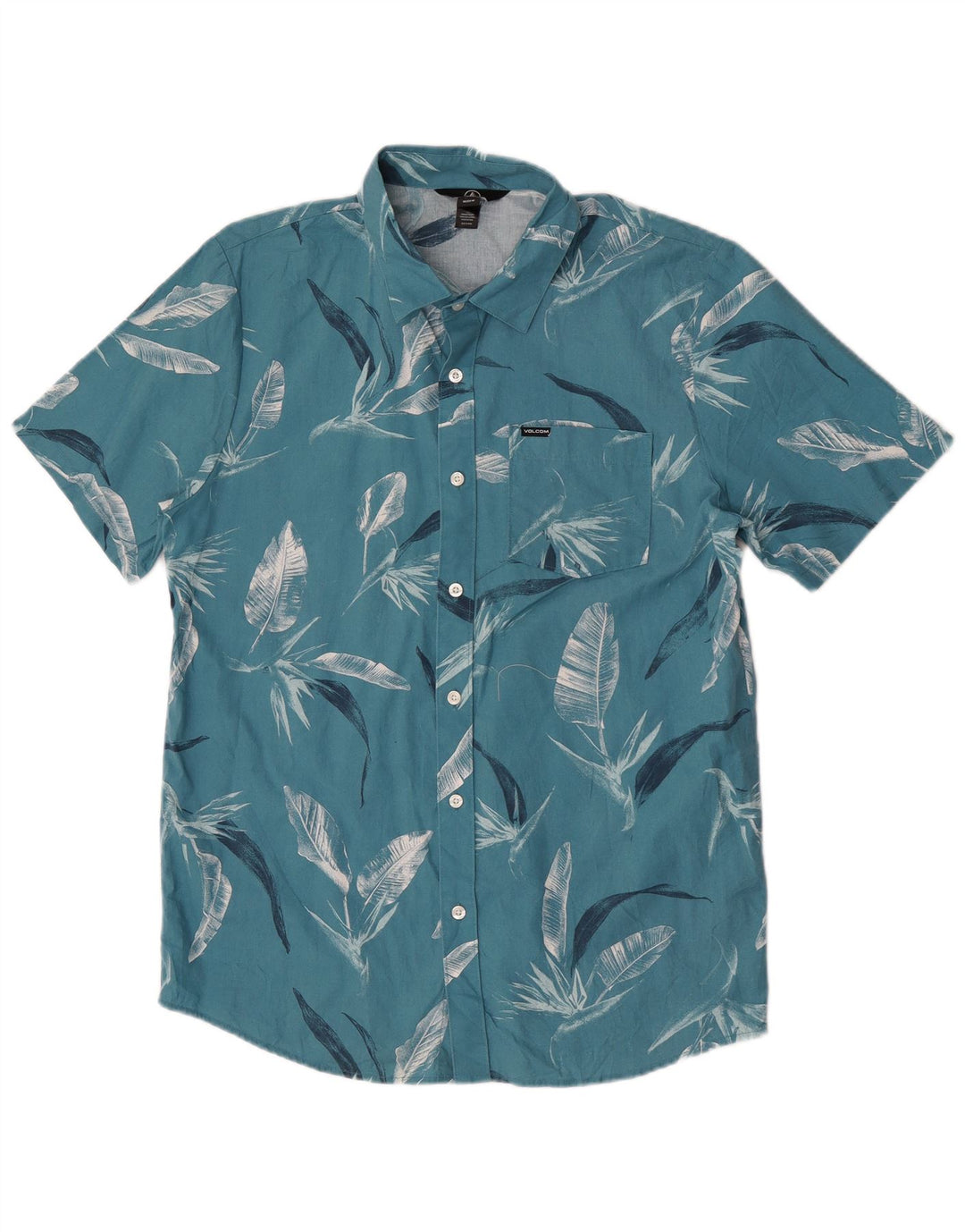 Volcom Kortærmet Herreskjorte Medium Blue Floral Bomuld
