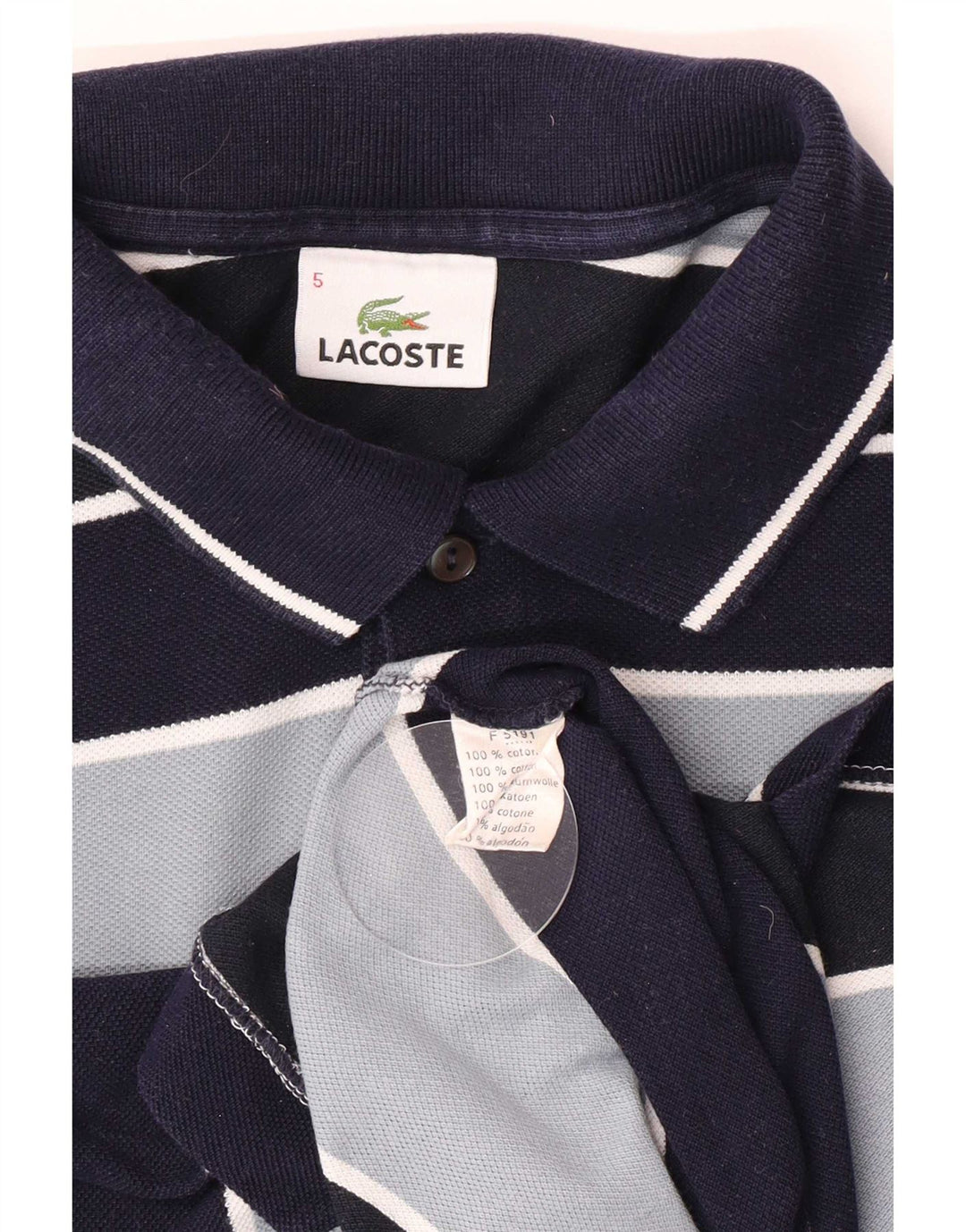 Lacoste herre poloskjorte str. 5 Large Marineblå stribet bomuld