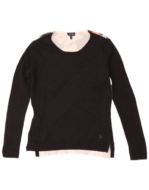 Emporio Armani Dame Boat Neck Jumper Sweater IT 44 Medium Black Floral