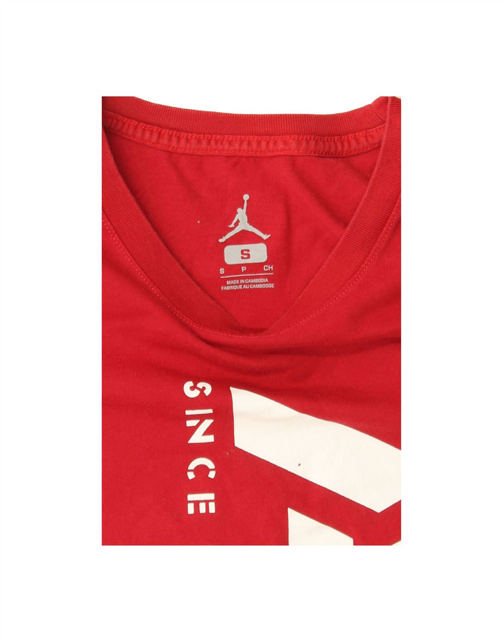JORDAN Mens Graphic T-Shirt Top Small Red Vintage Jordan and Second-Hand Jordan from Messina Hembry 