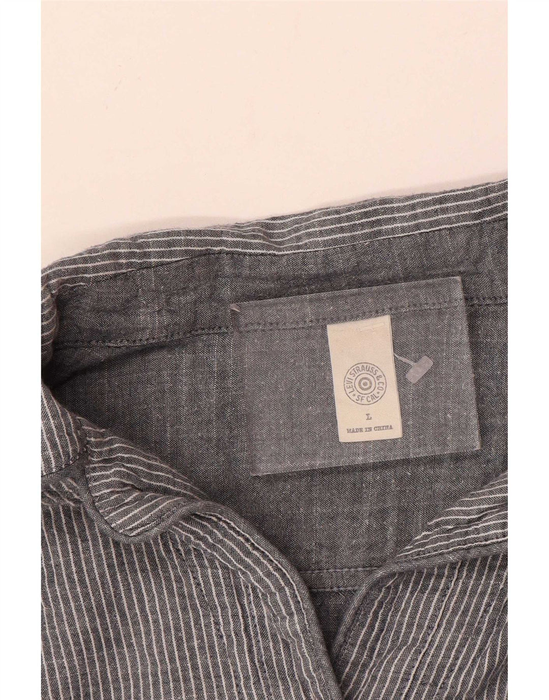 Levi's Dame Pullover Shirt Dress UK 16 Large Grey Pinstripe Bomuld