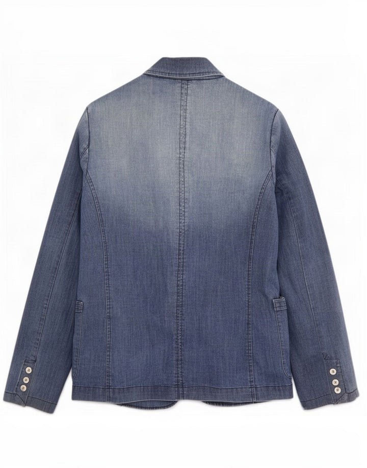 Rifle Herre Distressed Denim Blazer Jacket UK 38 Medium Blue Cotton