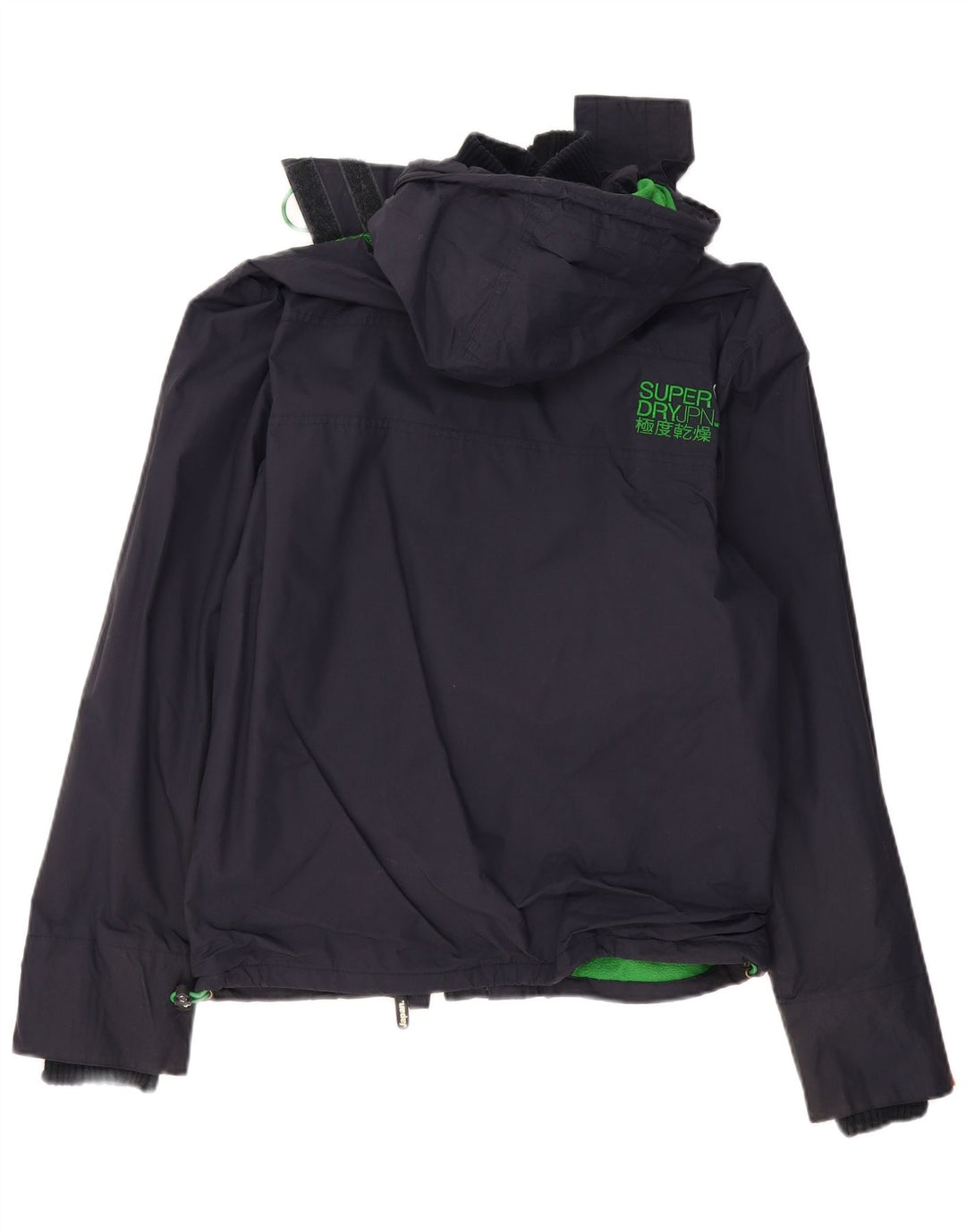 SUPERDRY vindjakke med hætte til kvinder UK 16 Stor marineblå polyester