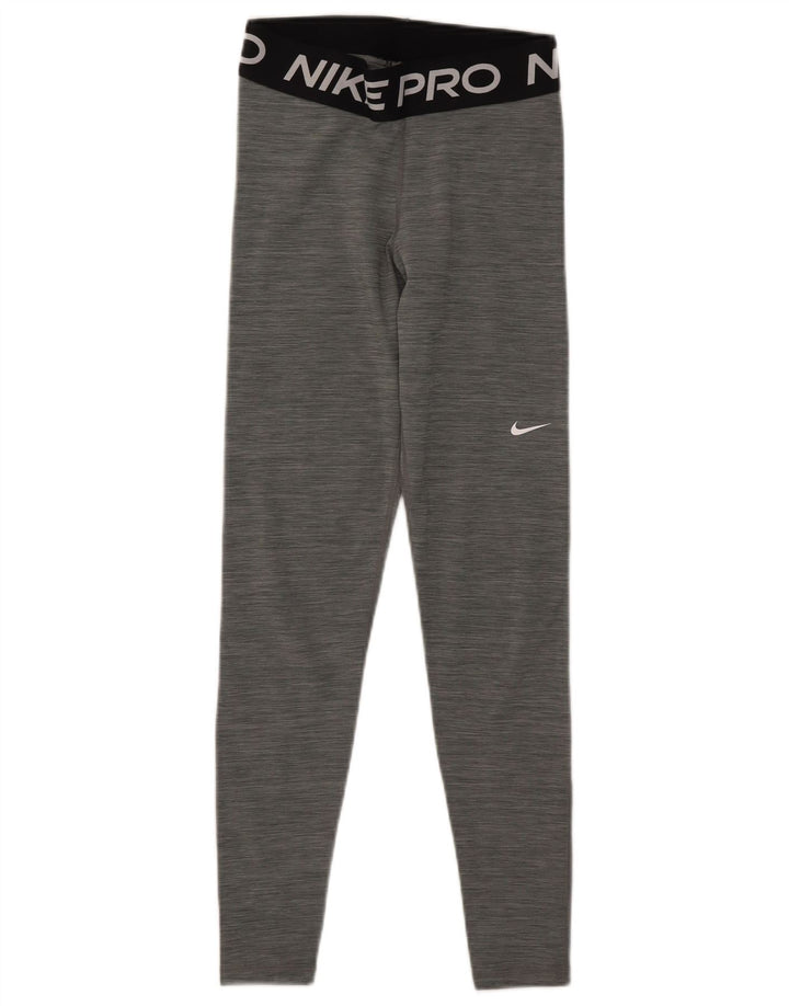 Nike Dame Dri Fit Grafiske Leggings UK 8 Small Grey Flecked