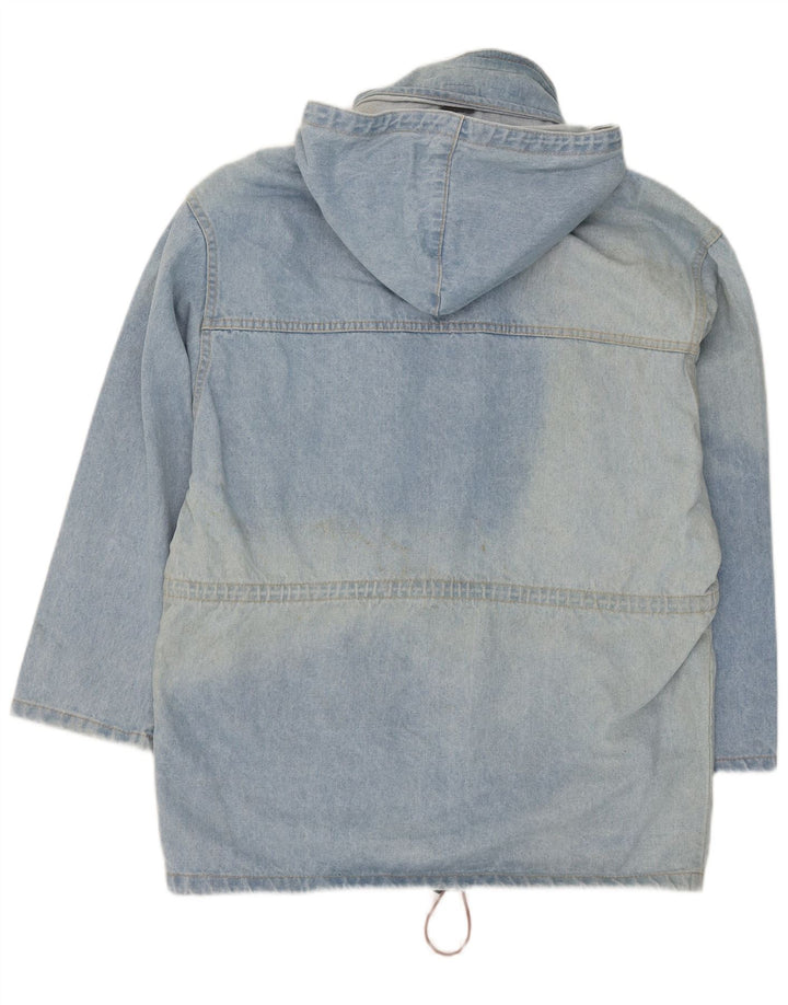 Vintage Herre Hooded Denim Coat UK 38 Medium Blue Cotton