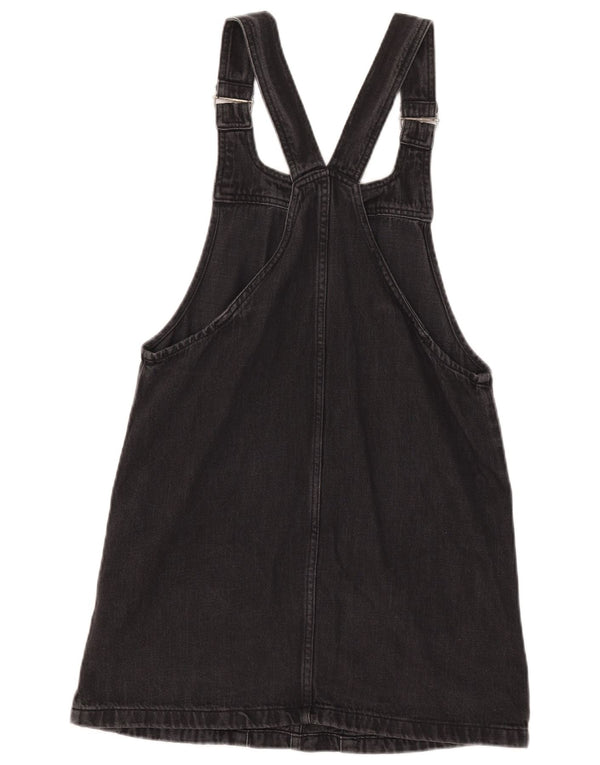 Topshop Dame Sleeveless Dungaree Dress UK 10 Small Black Bomuld
