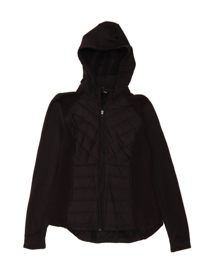 FILA Womens Hooded Tracksuit Top Jacket UK 10 Small Black Polyester Vintage Fila and Second-Hand Fila from Messina Hembry 