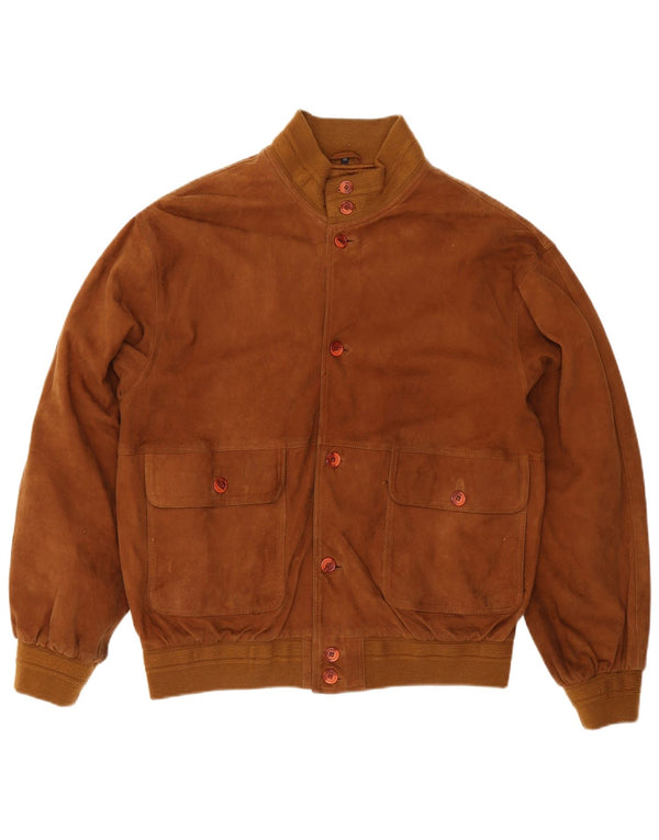 Vintage herre ruskind bomberjakke IT 56 3XL brunt læder