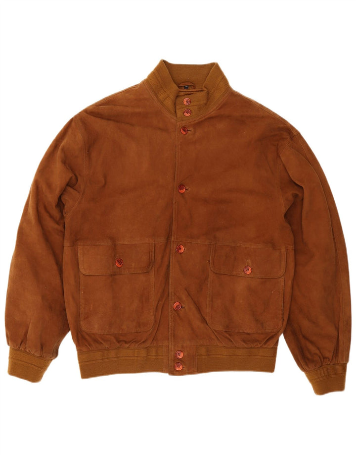 Vintage herre ruskind bomberjakke IT 56 3XL brunt læder