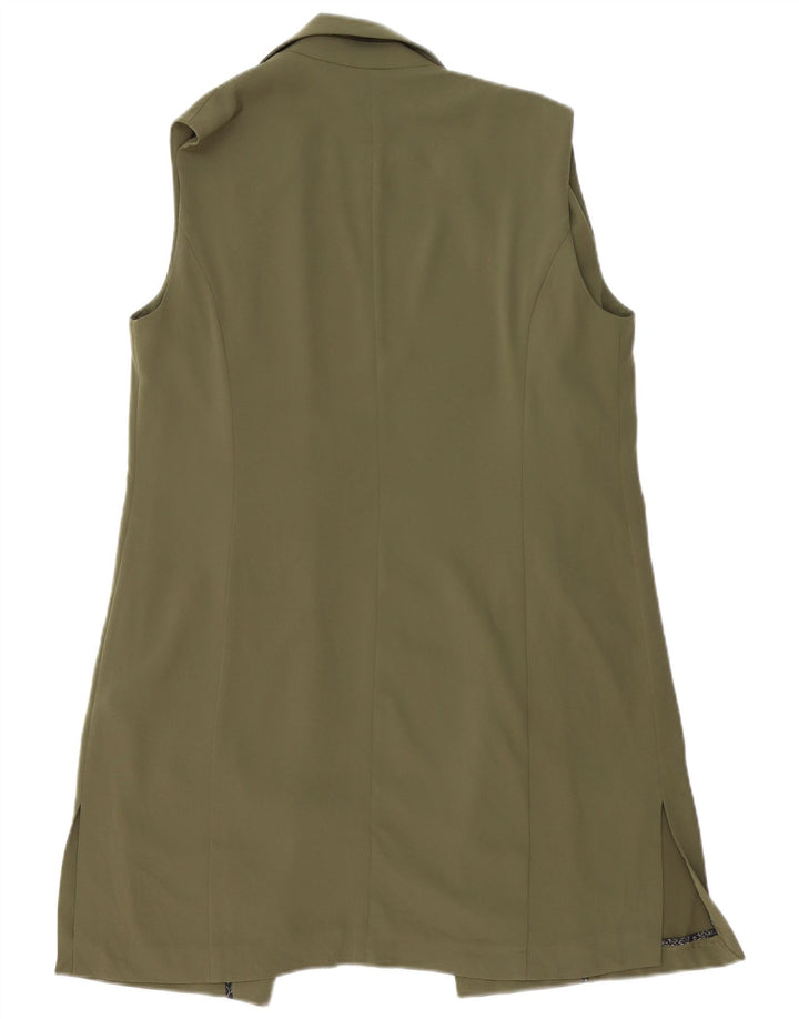 Vintage Dame Longline Longline vest UK 12 Medium Khaki Polyester