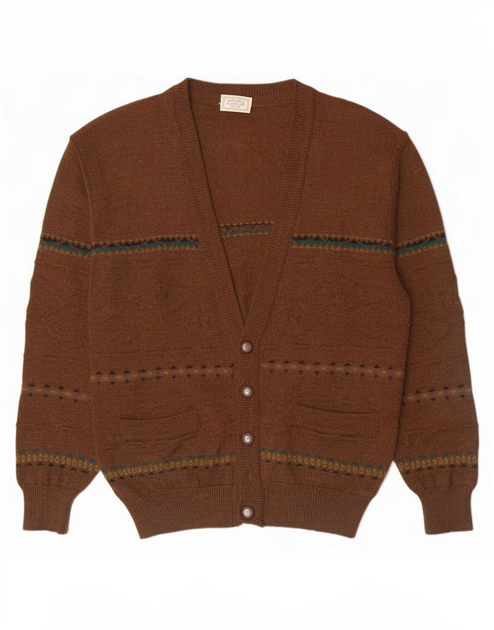 Vintage herre cardigan sweater IT 50 Medium brun stribet