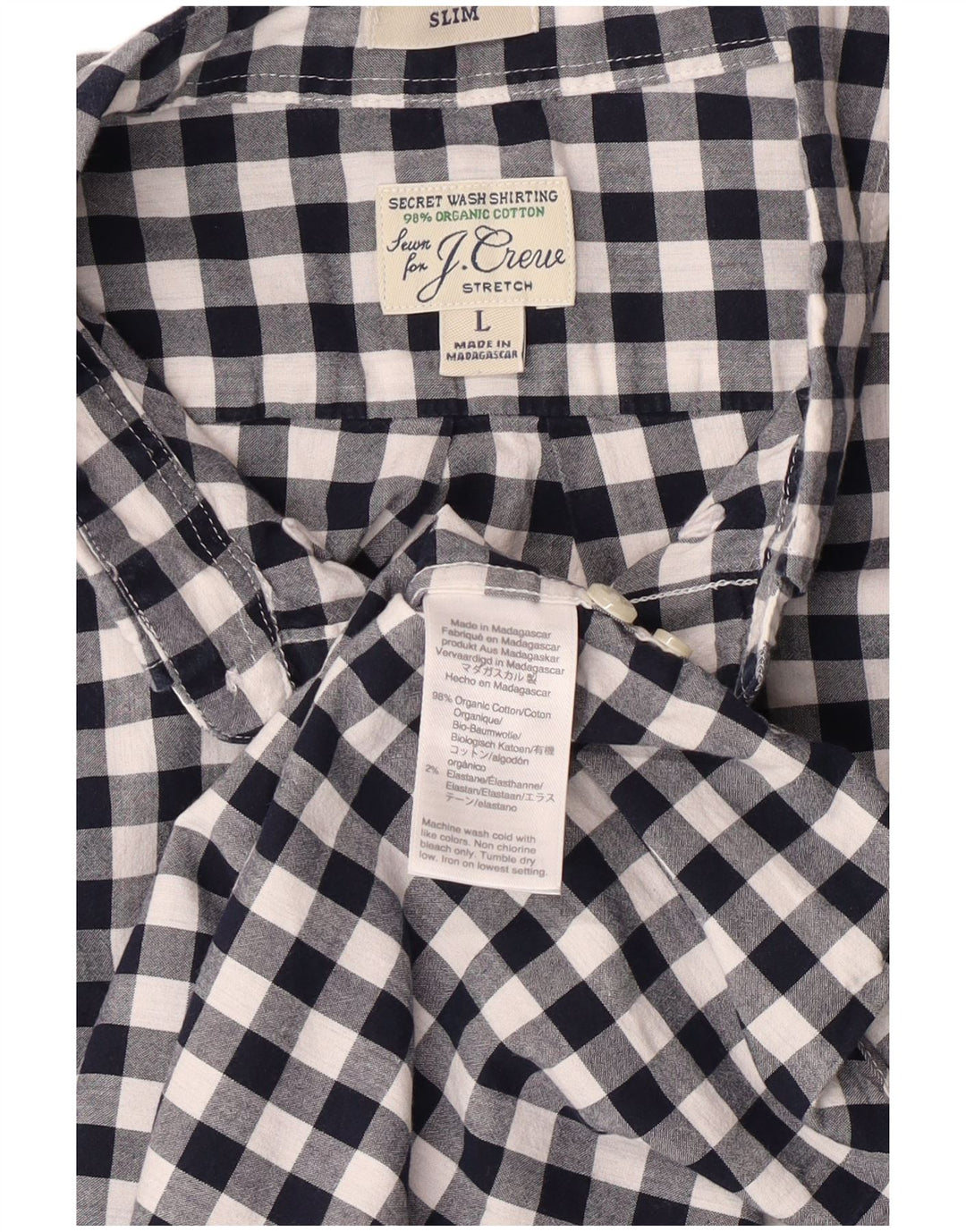 J. Crew Slim Skjorte til mænd Large Navy Blue Gingham Cotton