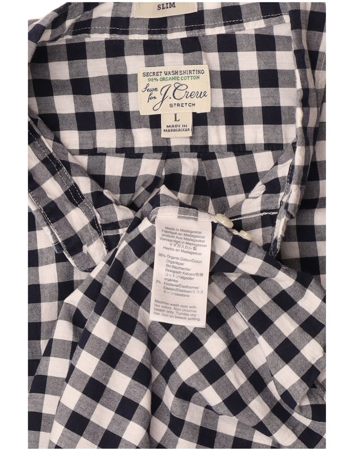 J. Crew Slim Skjorte til mænd Large Navy Blue Gingham Cotton